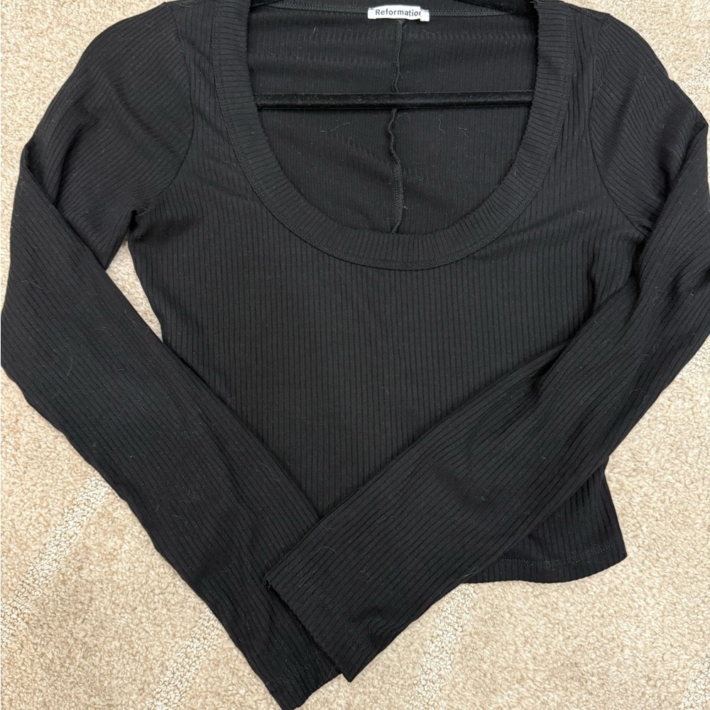Reformation Black Ribbed Sweater